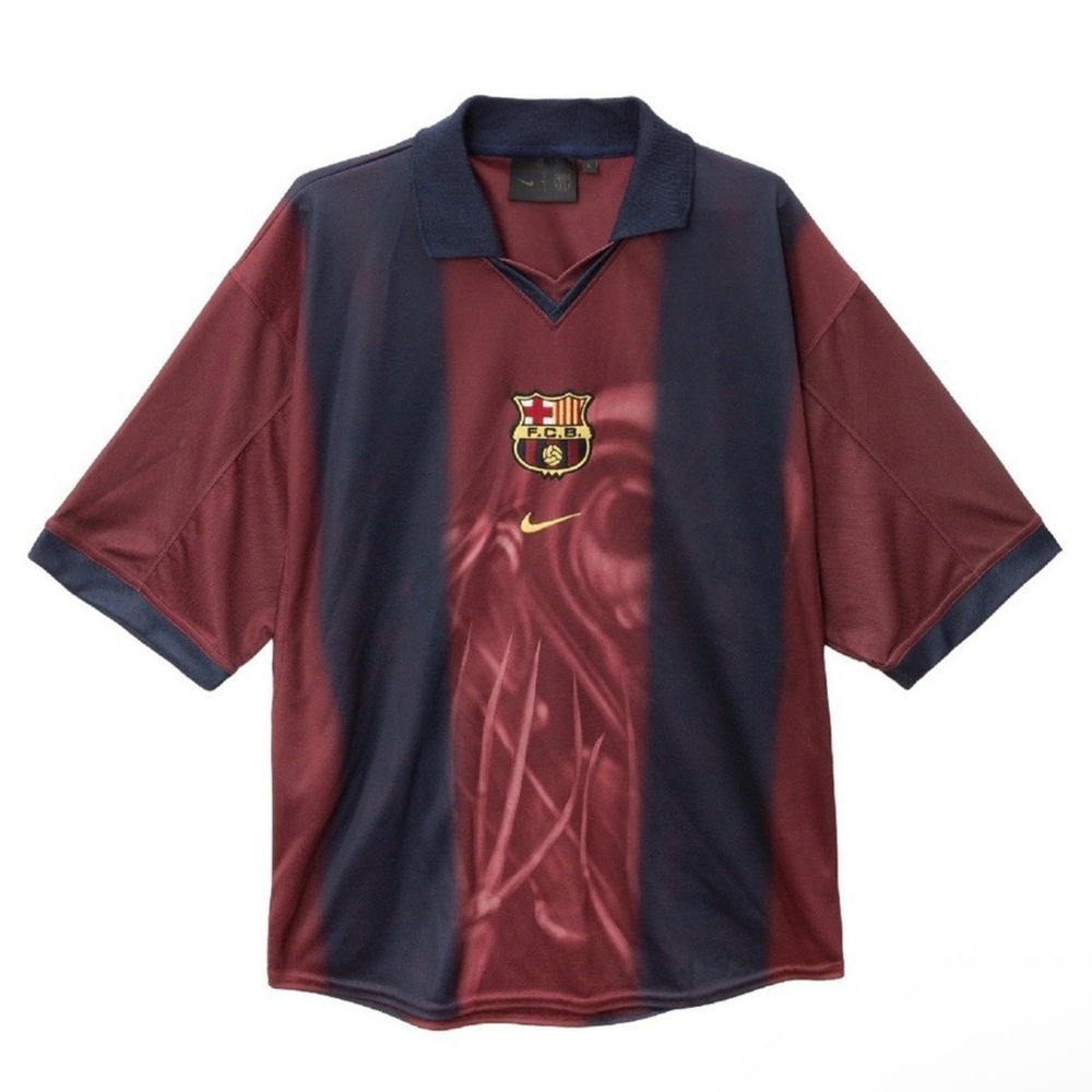 Nike Men's Burgundy and Navy Barcelona Jersey